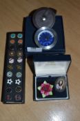 Collins & Sons Travel Clock, Cufflinks Sets and Two Brooches