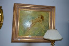 Large Gilt Framed Painting on Canvas 