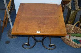 Oak Topped Wrought Metal Based Coffee Table