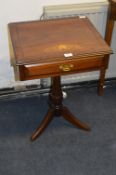 Mahogany Inlaid Pedestal Side Table