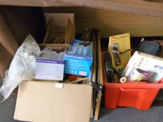 Two Boxes Containing Photographic Accessories, Film Strip Mount Slides, Ornaments, Door Furniture,