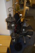 Black Metal Three Branch Candle Lantern Stand