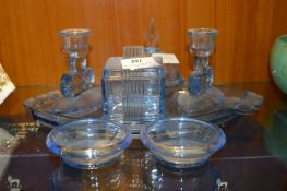 Blue Glass Dressing Table Set