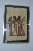 Framed Egyptian Painting on Papyrus
