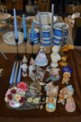 Glass Candle Stands, Pendelfin Ornaments, Glass Figures, etc.