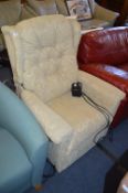 Light Brown Upholstered Electric Reclining Armchair