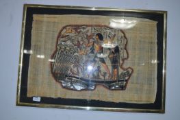 Framed Egyptian Painting on Papyrus