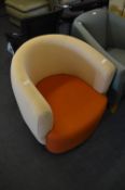 Cream & Orange Upholstered Tub Reception Chair