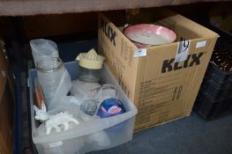 Two Boxes of Glassware, Pottery Vases, Drinking Glassware etc
