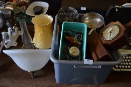 Box Containing, Oil Lamp, Cutlery, Clocks, etc.