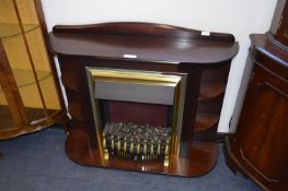 Black and Brass Coal Effect Electric Fire with Rosewood Surround