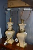 Pair of Cream Pottery Table Lamps