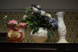 Two Jardinieres with Artificial Flowers