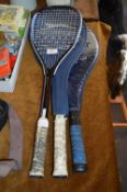 Three Slazenger Squash Rackets