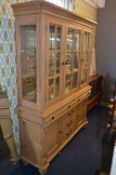 Bleached Yew Wood Wall Unit with Glazed Doors