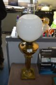 Brass Corinthian Column Oil Lamp with Shade