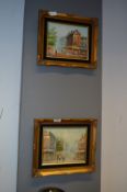 Pair of Gilt Framed Oil Paintings on Canvas 