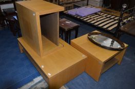 Oak Coffee Table with a Pair of Matching Side Tables