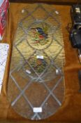 Pair of Leaded Glass Door Window Panels with Kingfisher