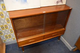 Teak Bookcase with Sliding Glass Doors