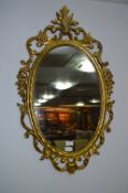 Gilt Framed Oval Wall Mirror