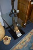 *Polished Steel & Black Glass Topped Occasional Table