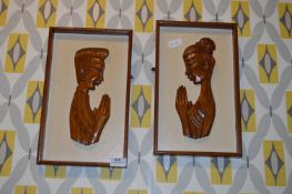 Pair of Carved Wood Relief Pictures