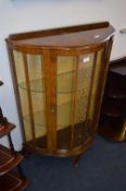 Bow Front Walnut Veneered Display Cabinet