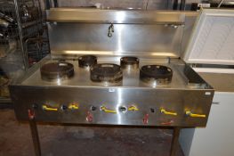 Five Burner Stainless Steel Wet Top Wok Range