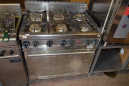 Six Burner Stainless Steel Commercial Cooker Over Oven