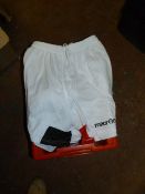 *Twenty Five Pairs of Macron Football Shorts (White, Black and Red)