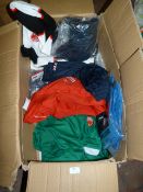 *Mixed Box Containing Assorted Scarves, Baseball Caps, Branded Football Wear, etc.