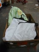 Box Containing Three Pairs of Girl's Trousers Size: 12-13 & 14Years and a Baby's Quilt
