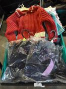 Box Containing Approximately 25 Girl's Tops and Five Pairs of Girl's Shorts Sizes: 3-6 and 12-18