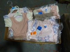 Box Containing 32 Sets of Girl's Tops and Trousers Size: 3-6 Months