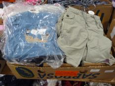 Box Containing 20 Pieces of Children's Clothing Shorts and T-Shirts Sizes: 6-9, 9-12 and 12-18
