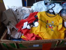 Box Containing 11 Long Sleeved BHS Tops Size: 12-18 Months, Sixteen Short Sleeved Tops Size: 0-3