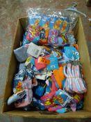 Box Containing Approximately 70+ Pairs of Children's Socks; Disney, Pooh Bear, Piglet, Bart Simpson,