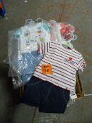 Box Containing Seven Baby Grows, 6x Two Pack of Baby Shorts and 18x Two Piece Sets from F&B