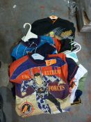 Box Containing 14 Sets of Boy's Pajamas Wrestling, Tiger, Buzz Lightyear, etc. Size: 3-4 to 6-7