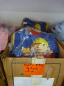 Box Containing 9x Six Packs Boys Bob the Builder Pajamas Sizes: 1.5-2 and 2-3 Years