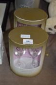 Two Pairs of Golden Wedding Anniversary Gift Glasses