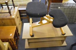 Exercise Stool and Light Oak Effect TV Unit