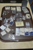 Tray Lot of Sterling Silver Jewelry; Earrings, Necklaces and a Pendant