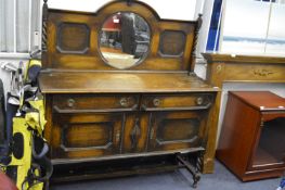 Oak Mirrored Back Sideboard on Barley Twist Legs