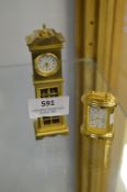 Two Miniature Clocks in the Form of Grandfather and Carriage Clocks