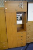 Teak Effect Bedroom Unit with Four Drawers, Single Door and Mirror