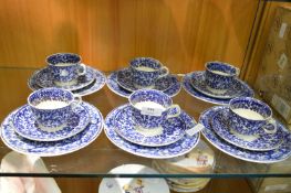 Victorian T. Hill & Son Eighteen Piece Blue & White Part Tea Set