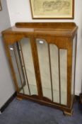 Walnut Veneered Two Door Display Cabinet