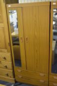 Schreiber Teak Effect Wardrobe with Two Drawers